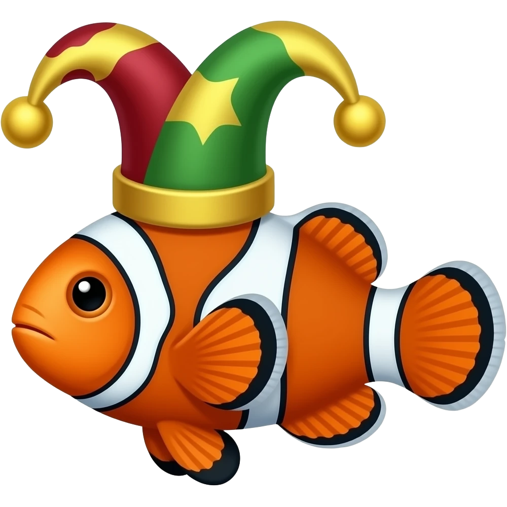 A clown fish with a jester hat emoji