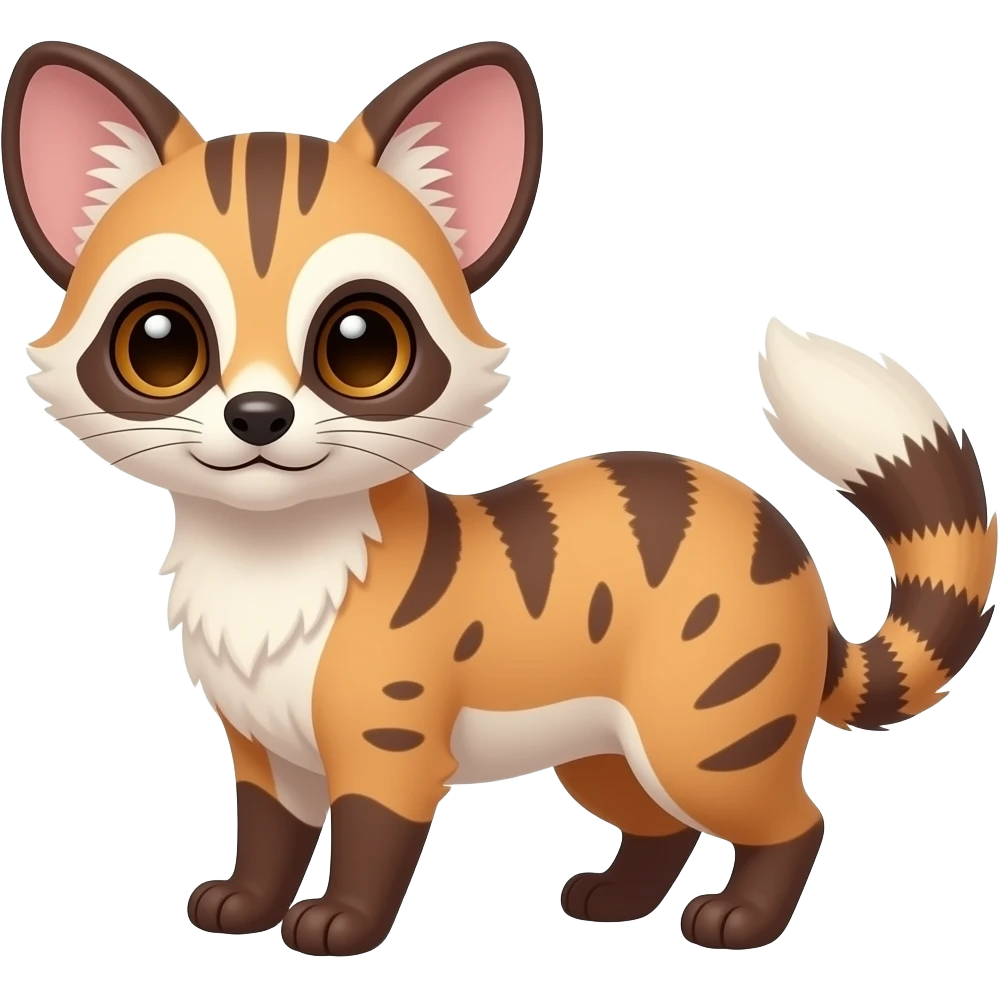 shiny shy sweet cute timid coy vernid-sergal-civet-genet-Fakémon-Digimon- emoji