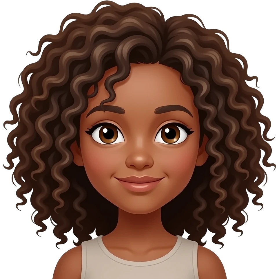 Girl with curly hairs and brown skin just face emoji