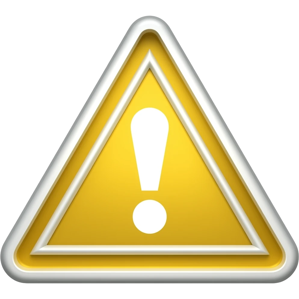 yellow, triangle danger sign, with white border a little inwards with the following image in the middle of it emoji
