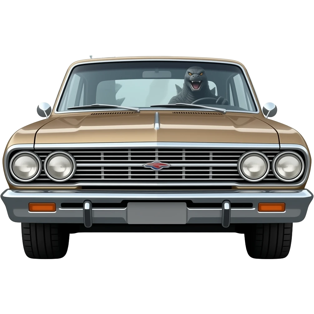 GODZILLA DRIVING 62 CHEVY II NOVA emoji