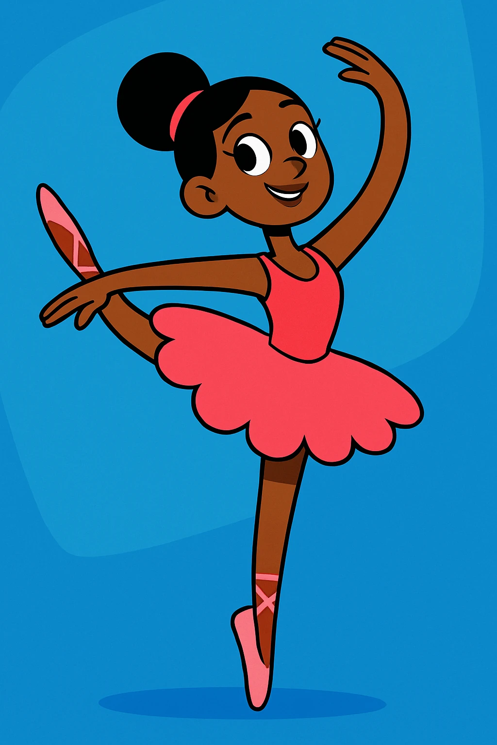 ballerina, 2D cartoon style, vibrant toon emoji