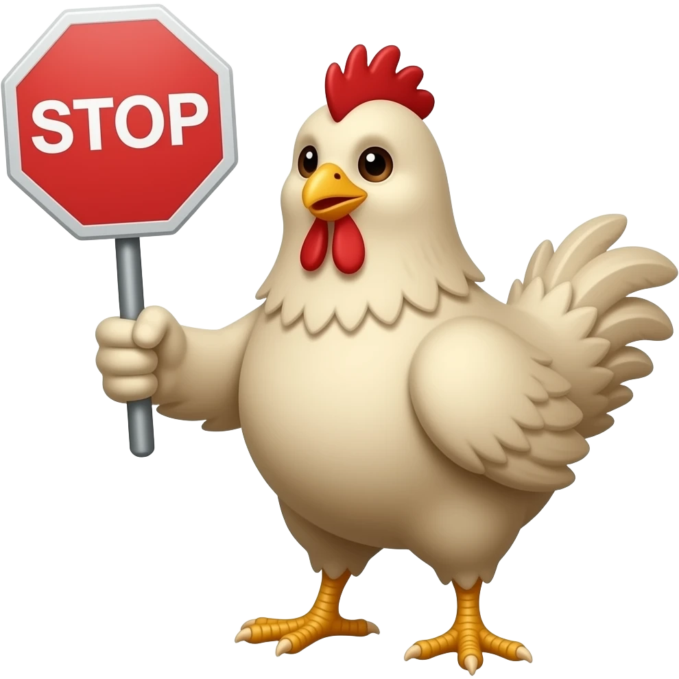 Chicken holding a stop sign emoji