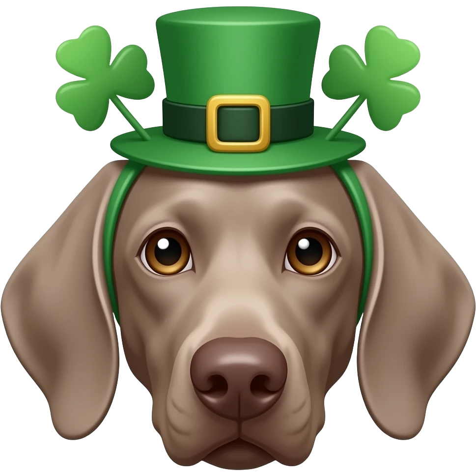 Weimeraner head with st Patrick’s day garb emoji