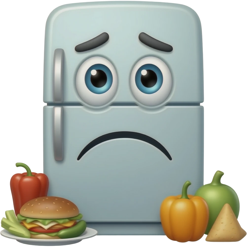 fridge with old food not happy emoji
