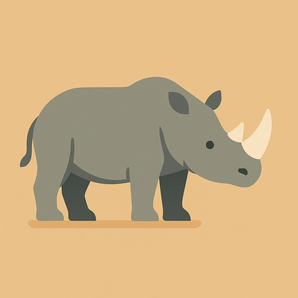 Flat design style rhinoceros emoji