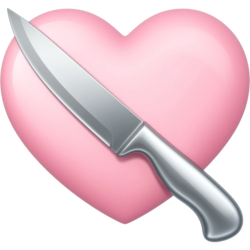 Knife with pink Heart shaped blade emoji