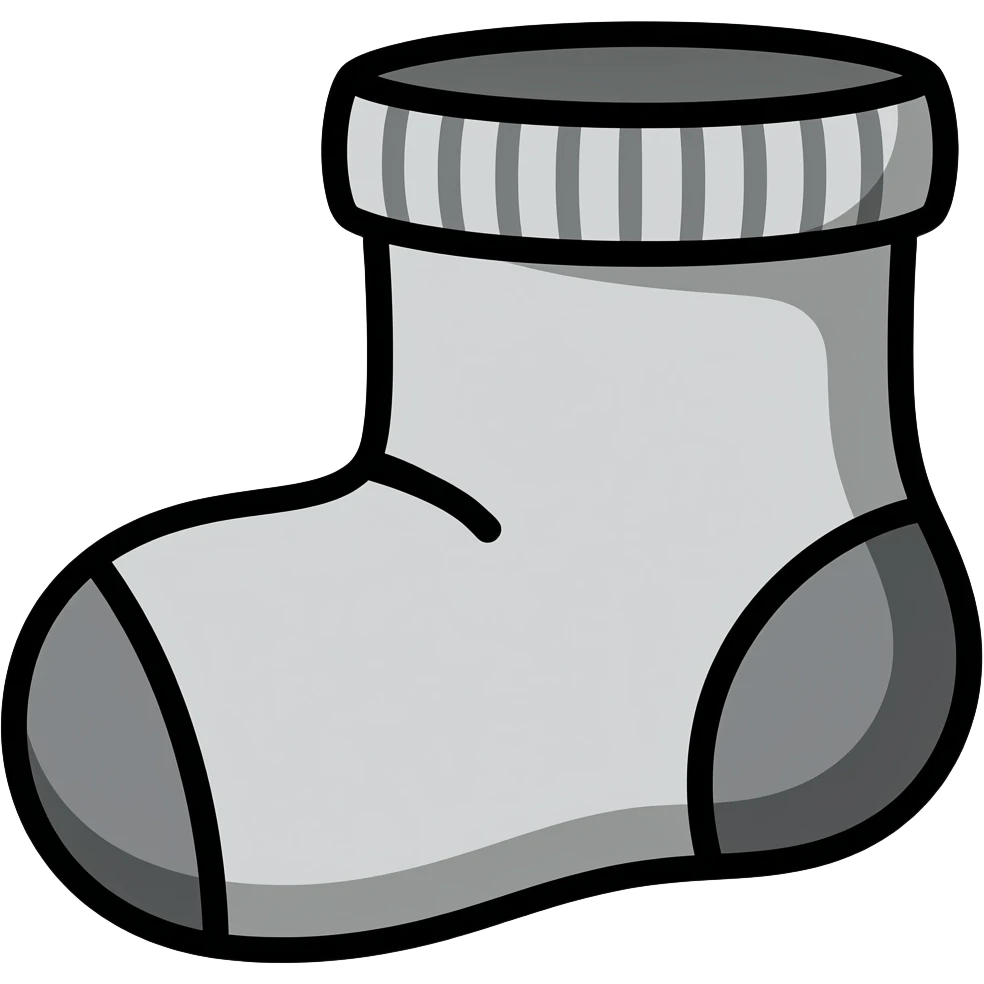 thick black outline, grey socks emoji, thick black outline, simple cartoon emoji