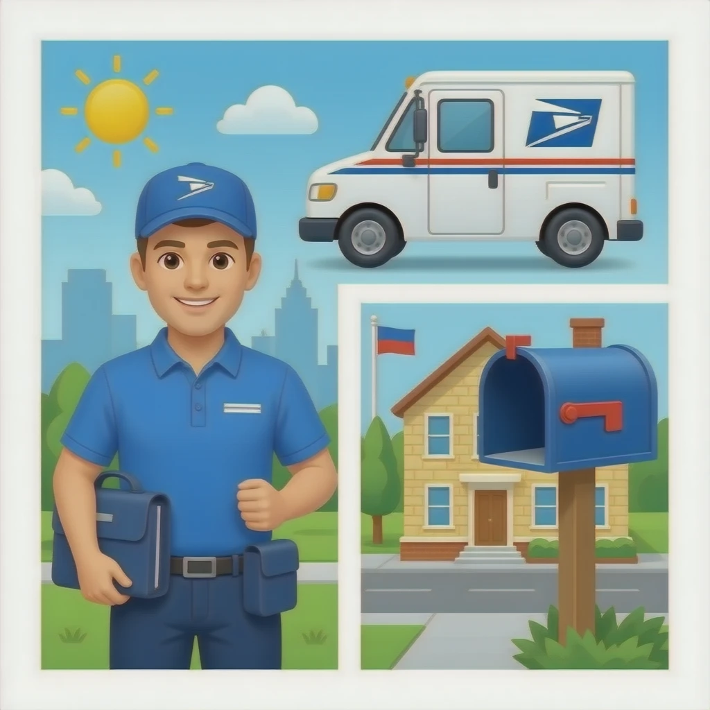 Mailbox (post office), mail carrier, mail truck, post office, and mailbox (house) emoji
