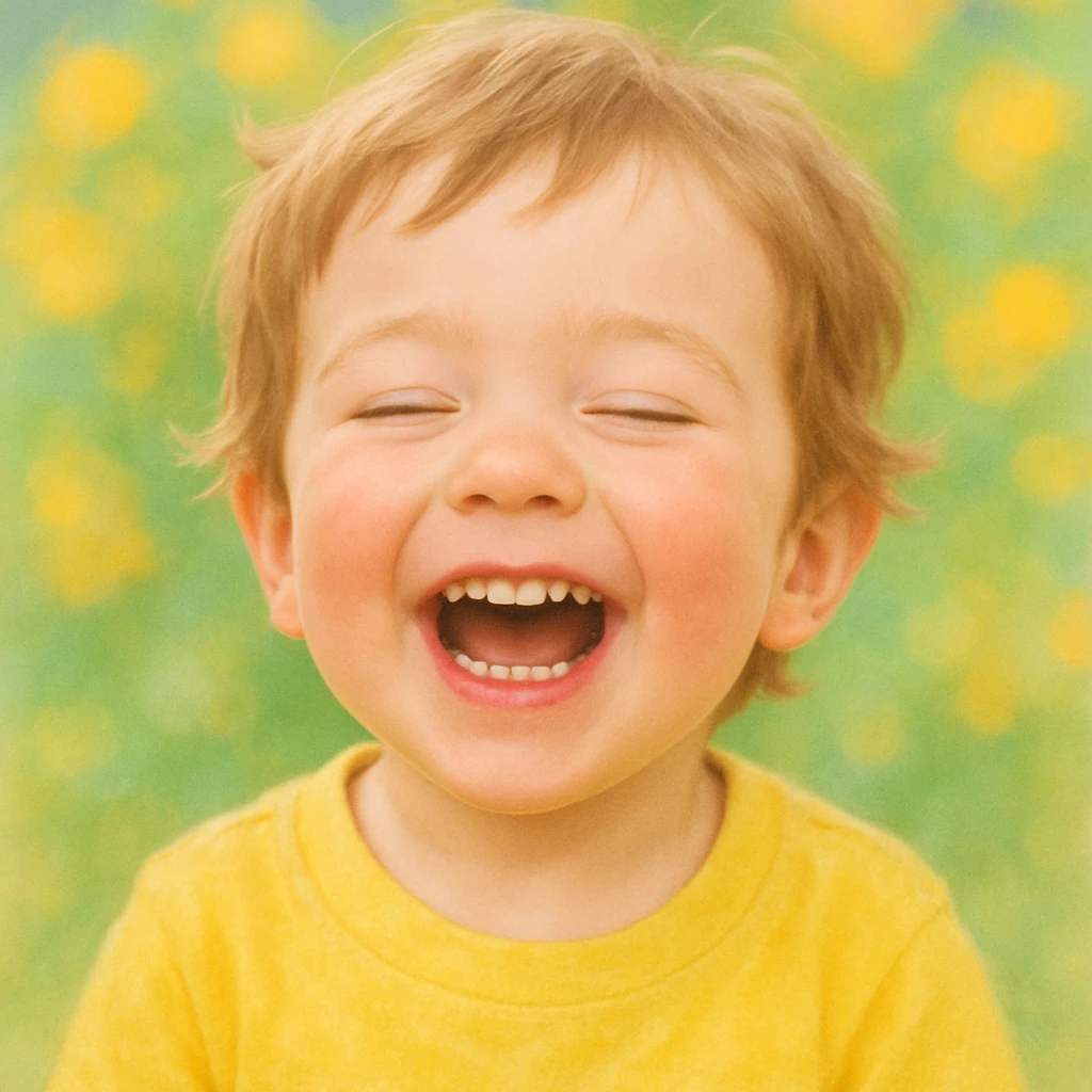 happy emotion, child laughing with eyes closed emoji