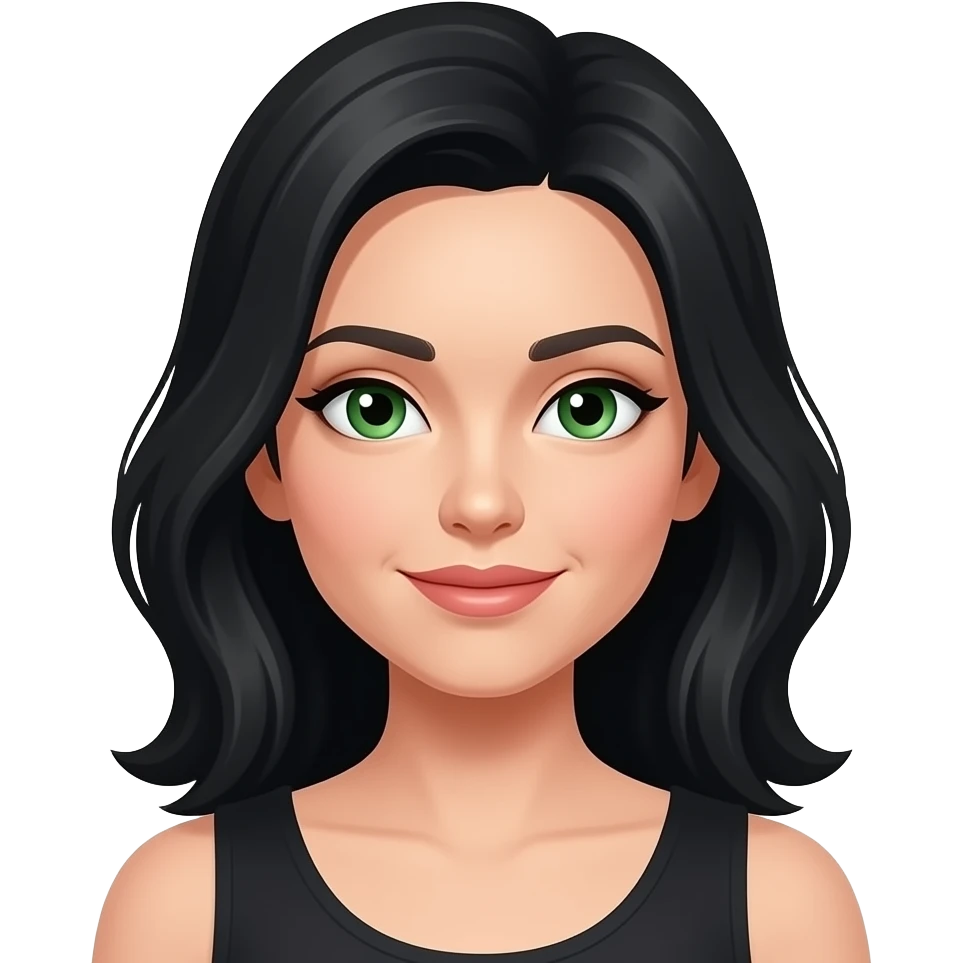 Una mujer con ojos verdes y pelo negro emoji