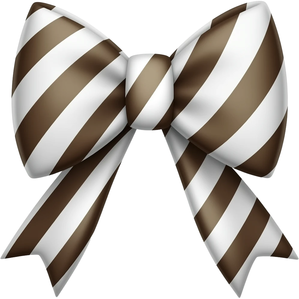 Dark brown and white striped bow emoji