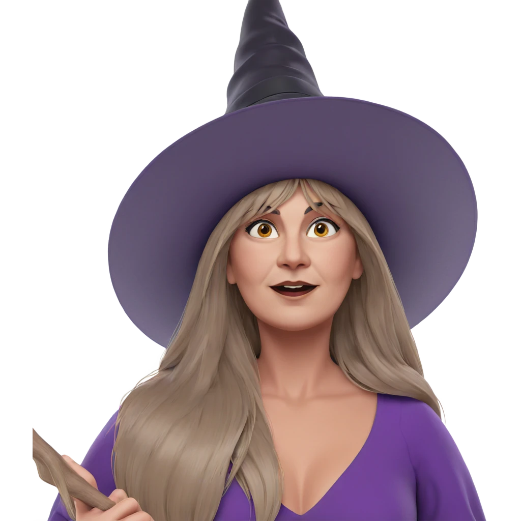witch girl in purple dress emoji