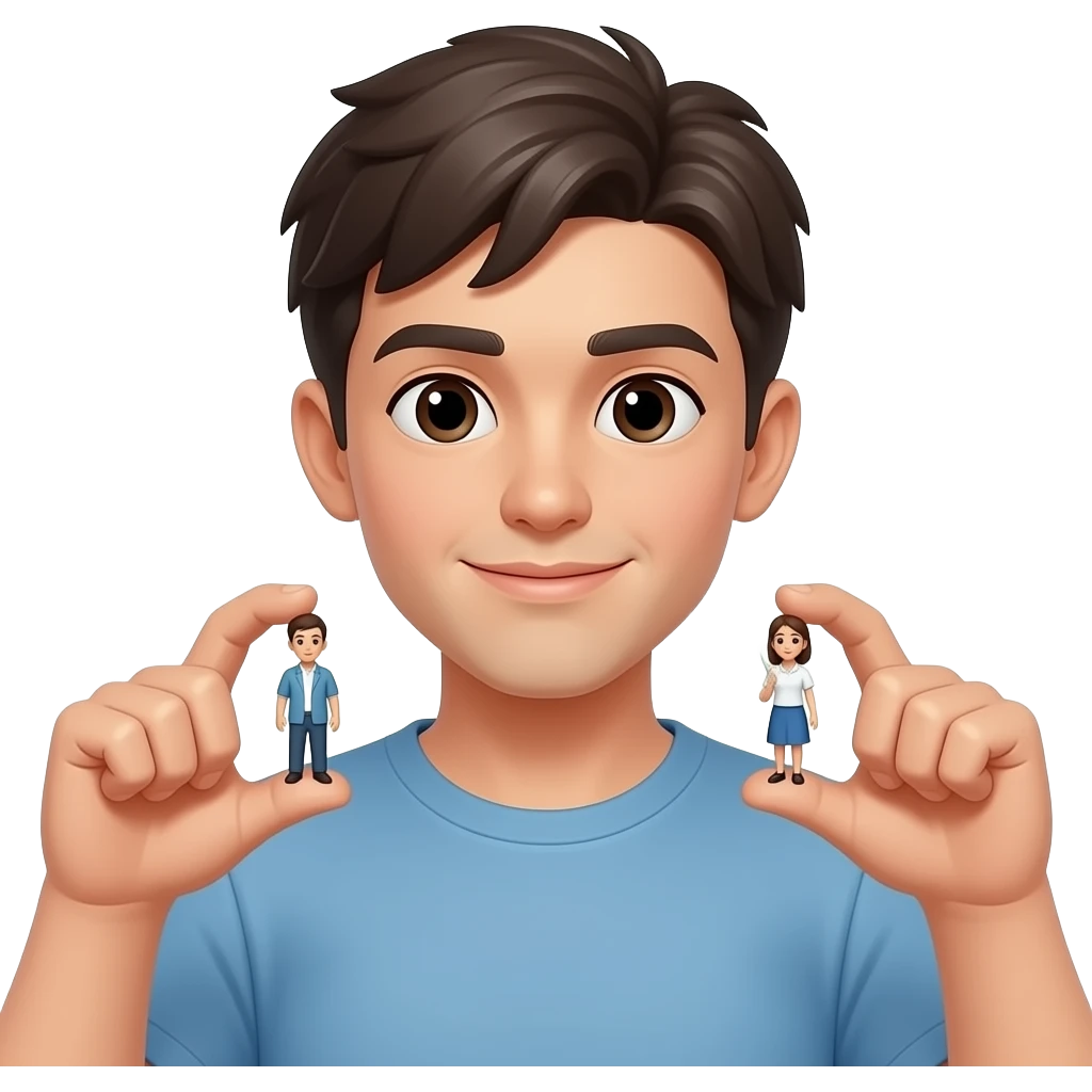 Male Holding up two figures split while younger out liking between the fingers emoji
