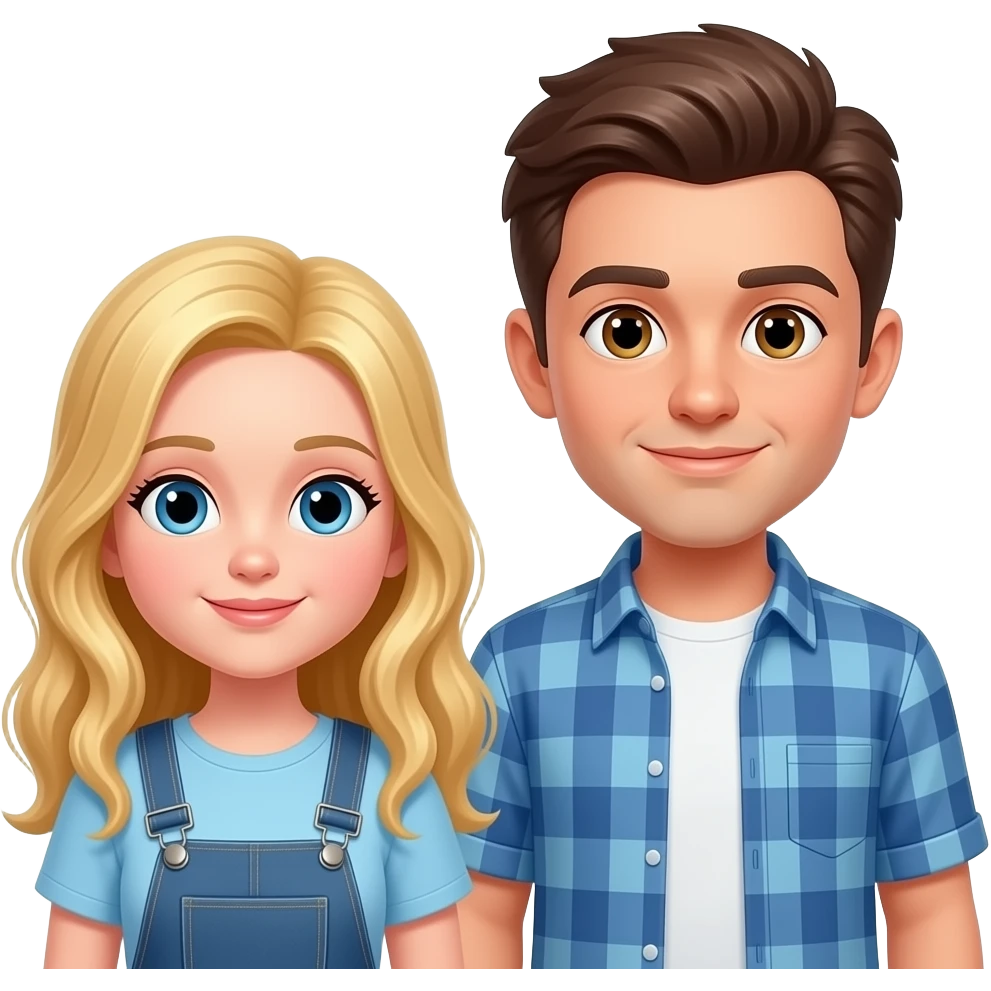 Une fille blonde et un gars à côté plus petit et brun emoji