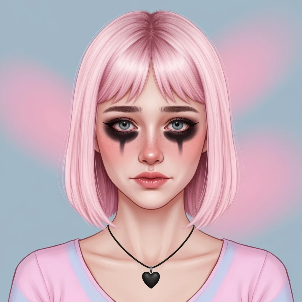 pastel emo profile picture with a heart accent, cute, expressive, minimal, variation 4 emoji