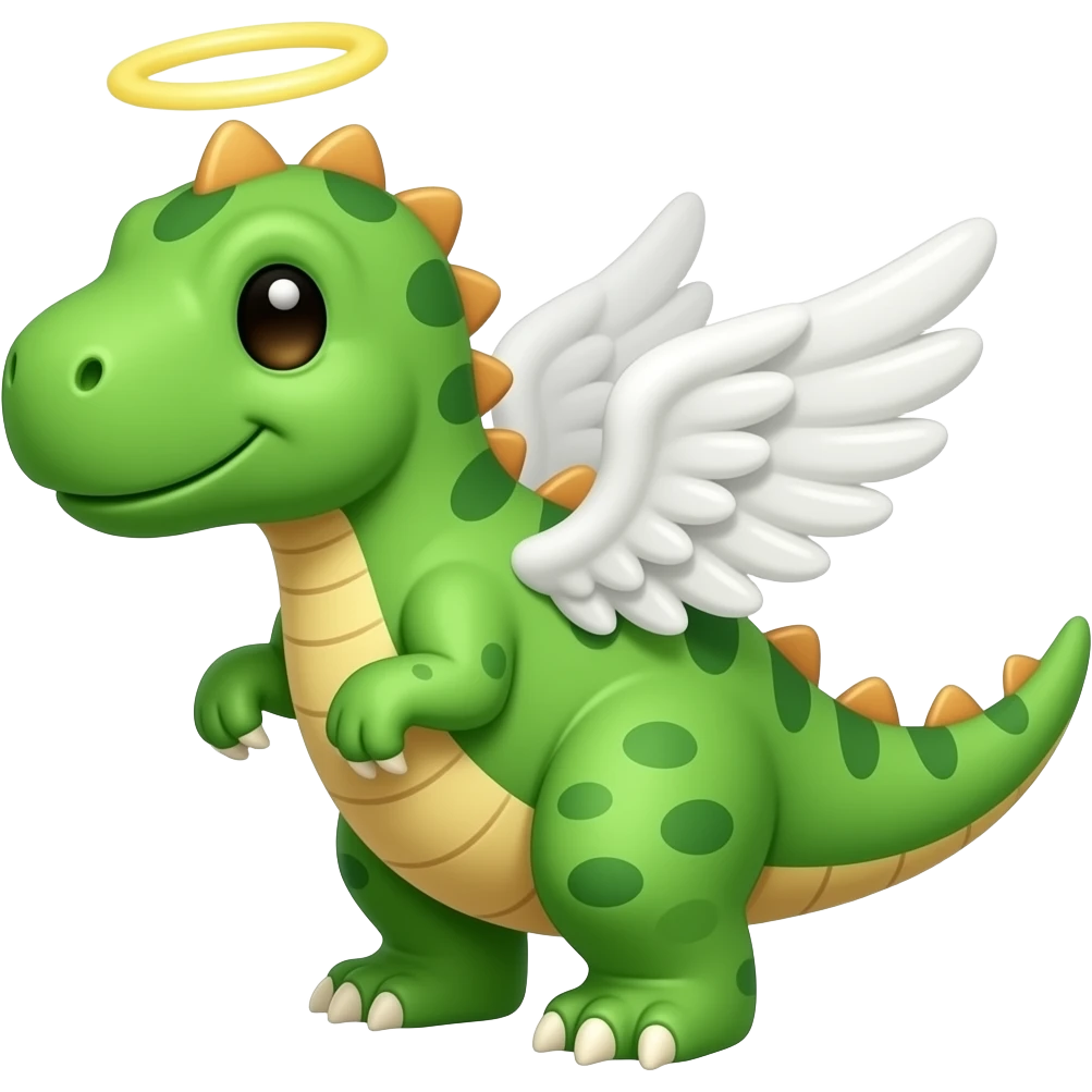 Bebedinosaurio verde con alas de angel emoji
