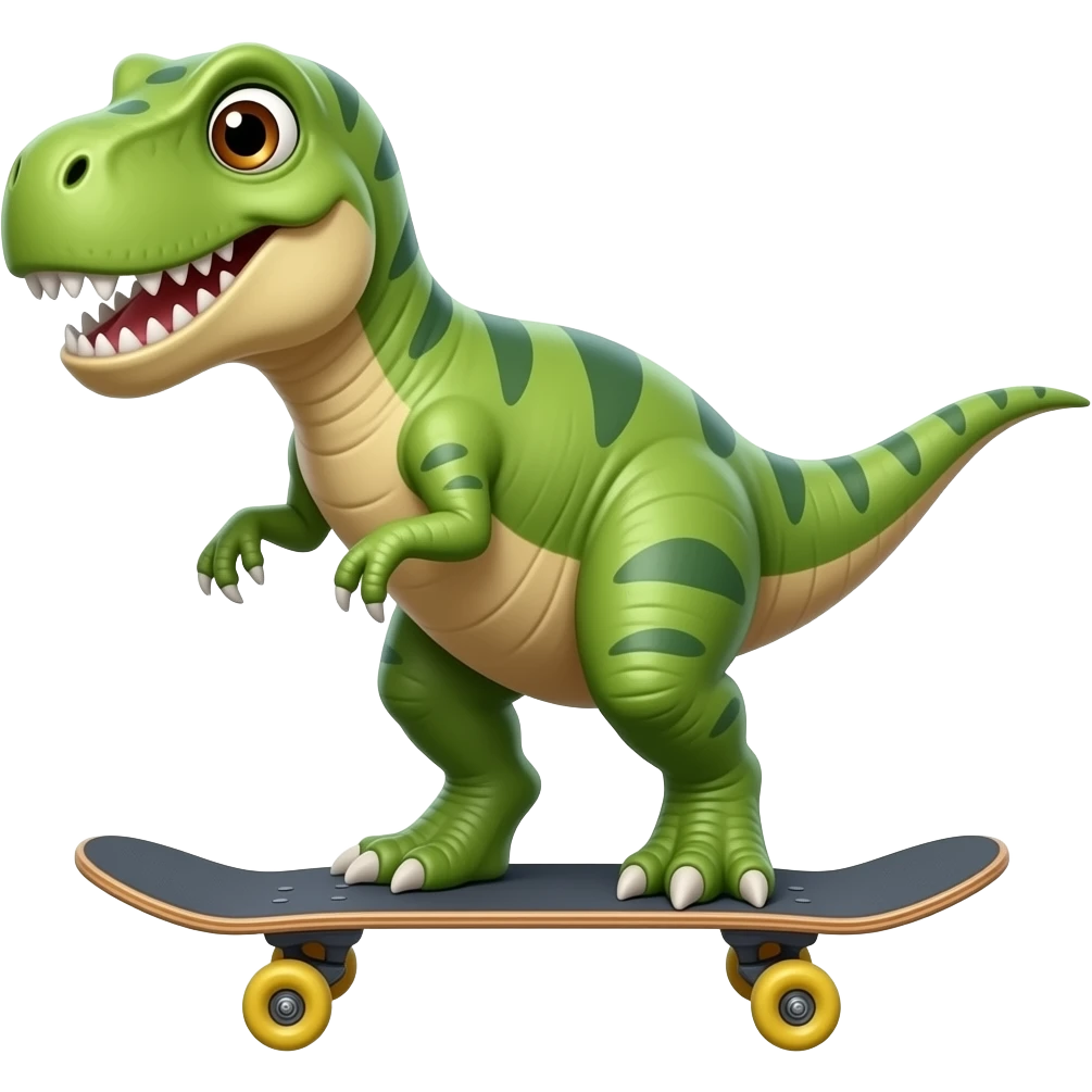 Dinosaur on a skateboard emoji