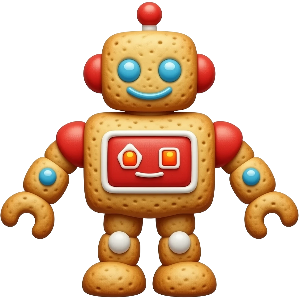 robot cookie with crumbs emoji