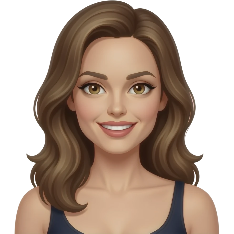 Pretty girl that looks like Angelina jolie and has dark blonde hair and has a beautiful smile that is seductive and sexy but still young and beautiful emoji