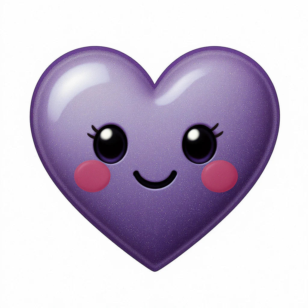purple heart emoji with a cute face emoji