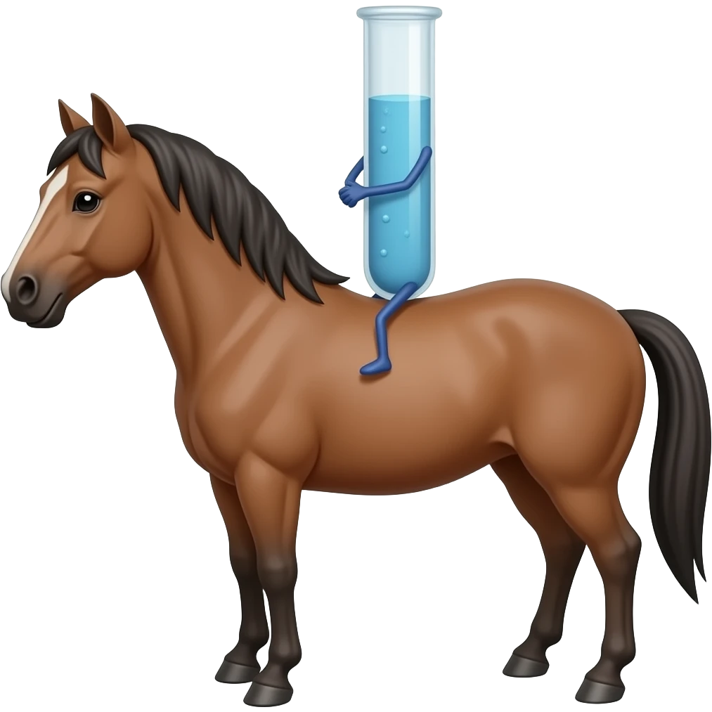 Test tube with legs on a horse emoji
