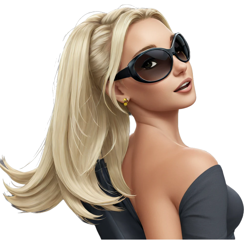 blonde girl with sunglasses in city emoji