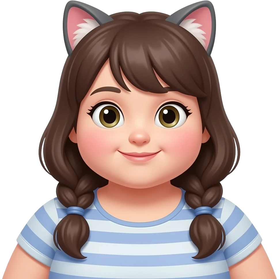 fat overweight cute woman with cat ears emoji