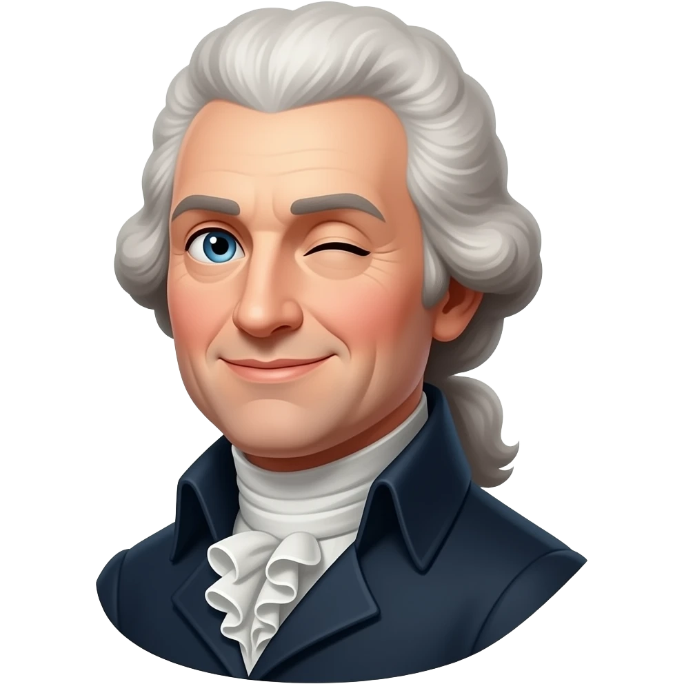 Thomas Jefferson flirty smile and winking emoji