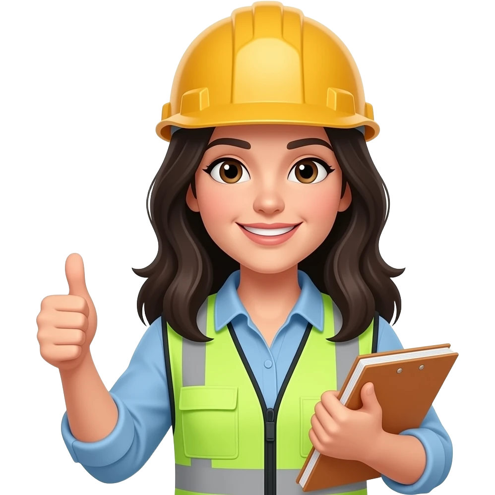 construction  MANAGER THUMBS UP BLACK HAIR LONG HAIR WOMEN 29 YEARS OLD WITH HARD HAT TO REPLY TO AN EMAIL emoji