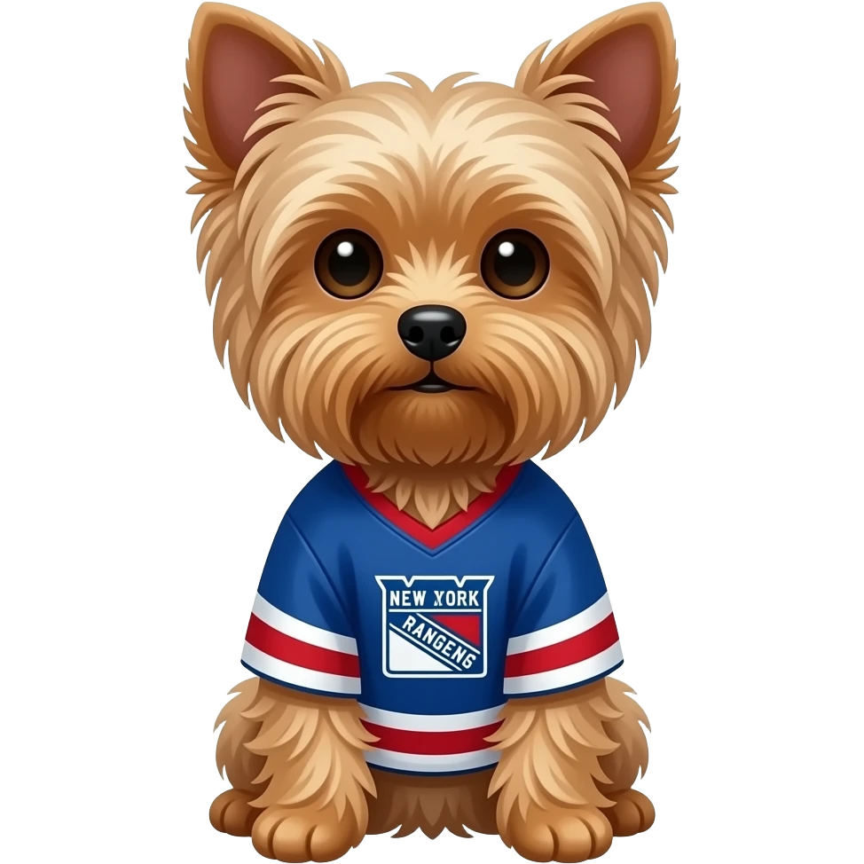 Yorkie dog  sitting up new york ranger hockey emoji