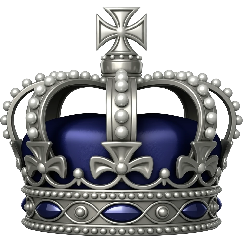 black and silver crown emoji
