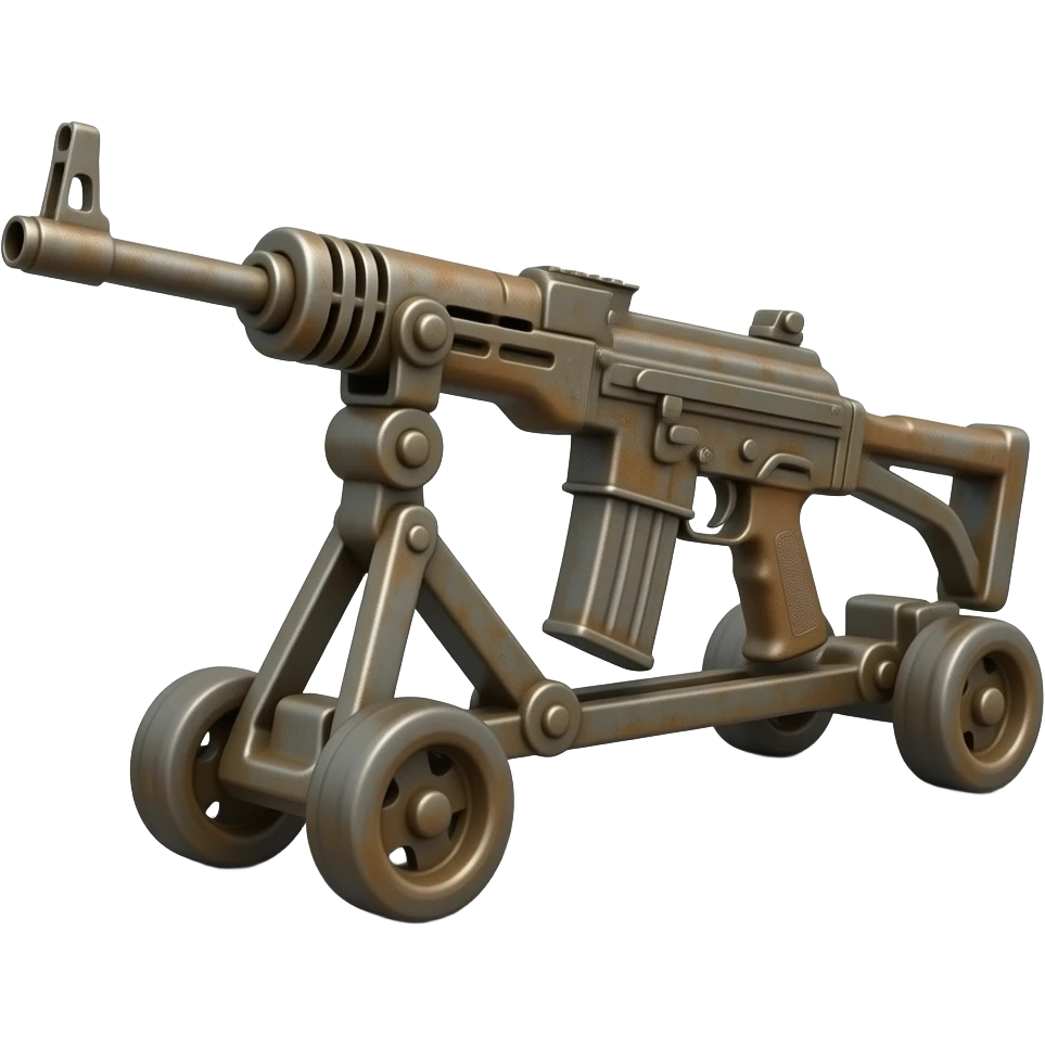 rusty gun machine on wheels emoji