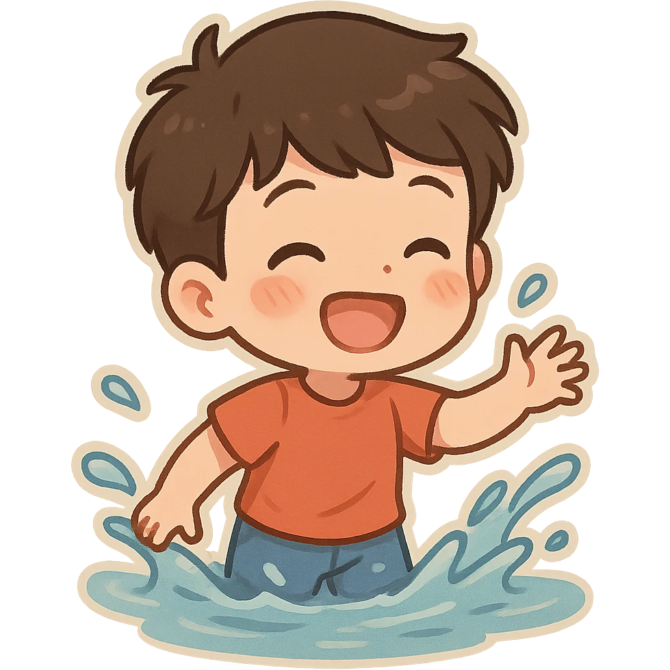 一个小男孩在水里嬉戏 emoji