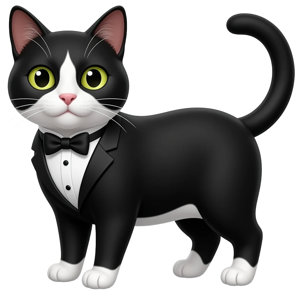 A cat but it is black and white tuxedo cat emoji