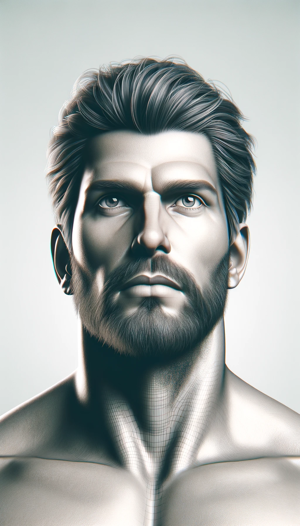 un uomo forte e in salute che esprime potere grazie al suo testosterone, con sfondo chiaro neutro, iperrealistico 4k emoji