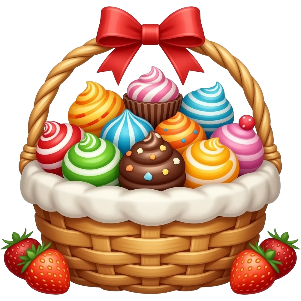 beautiful gift basket full of sweets emoji
