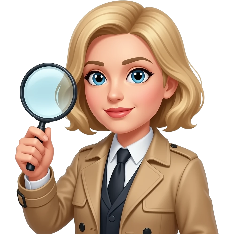 white female detective, include magnifying glass emoji