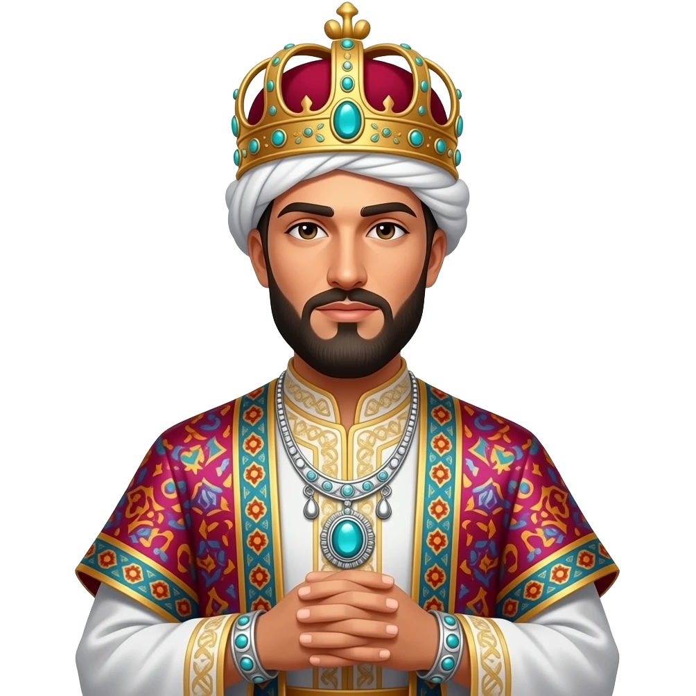 traditional Persian man with crown , vibrant , ornaments emoji