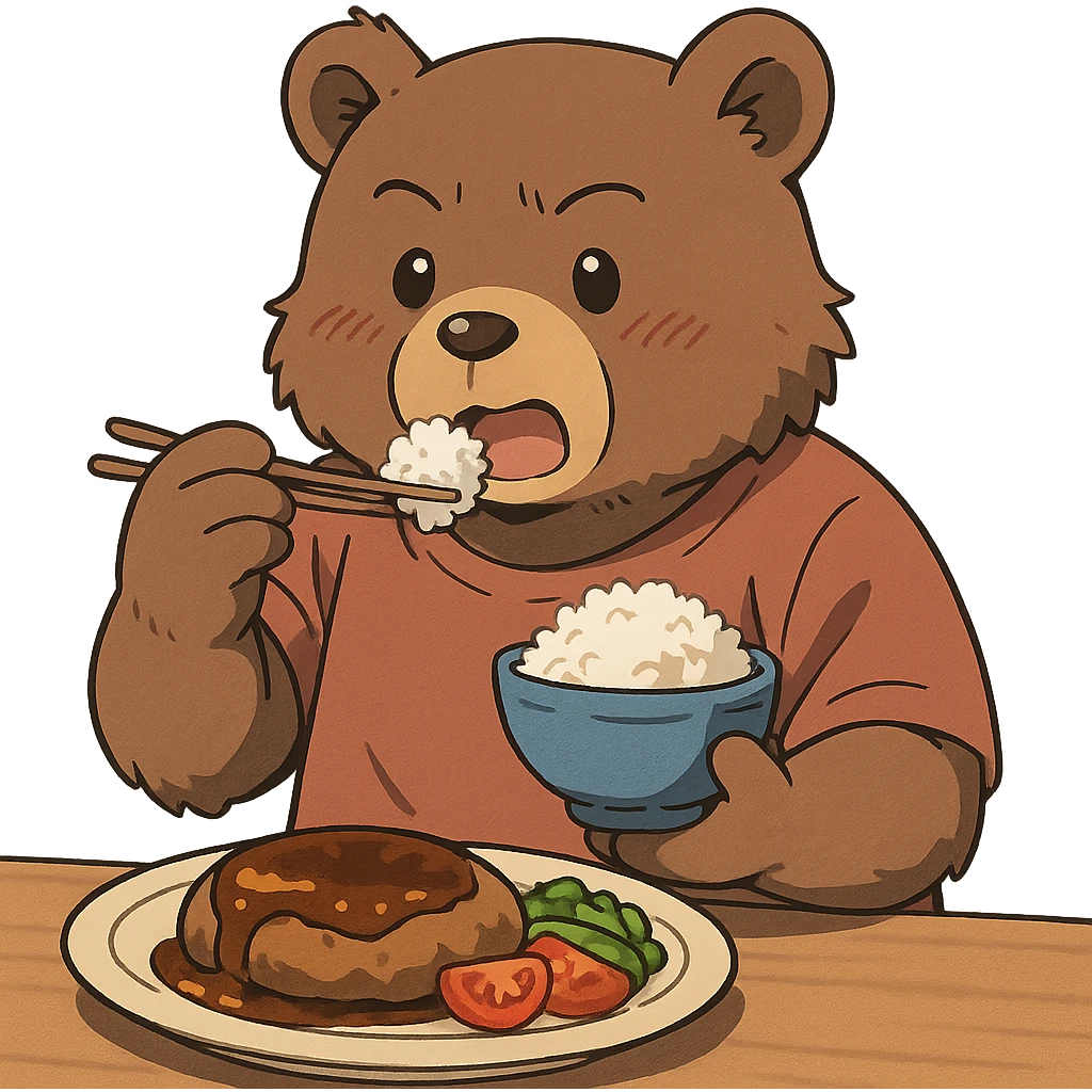 anime style bear eating emoji