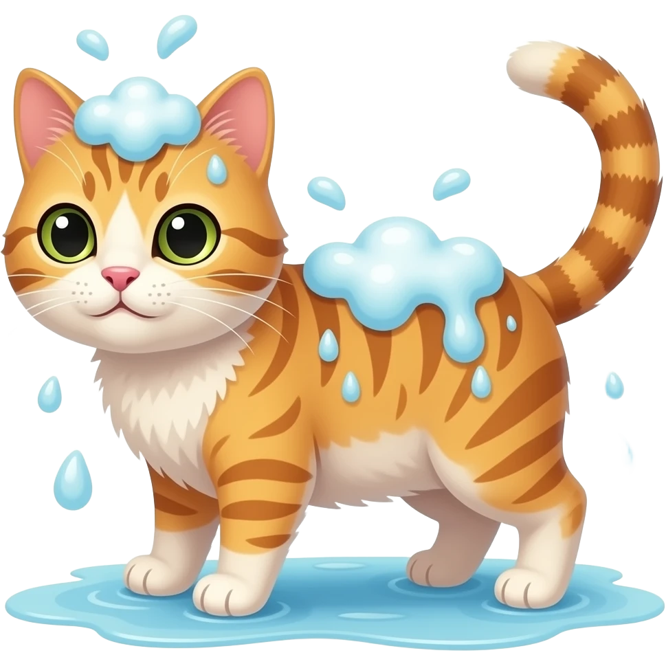 washing cat with soap emoji