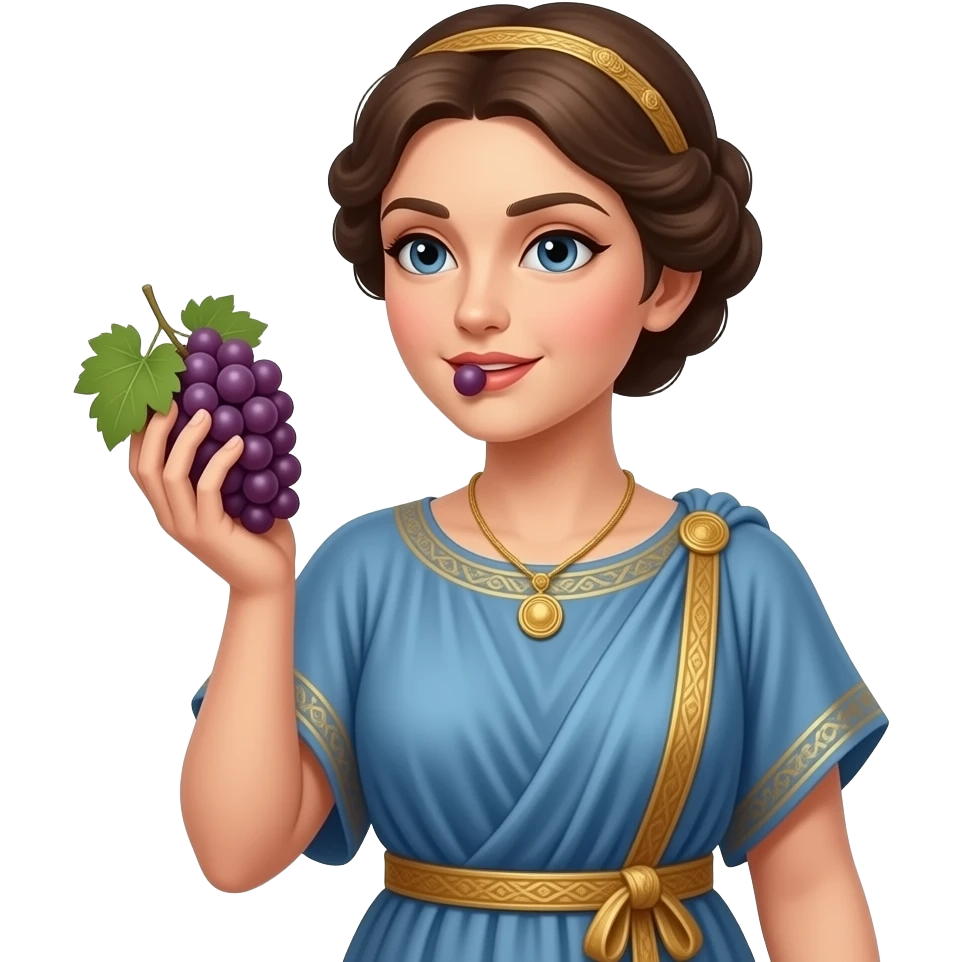 Sappho eat a bunch of grapes in her hand emoji