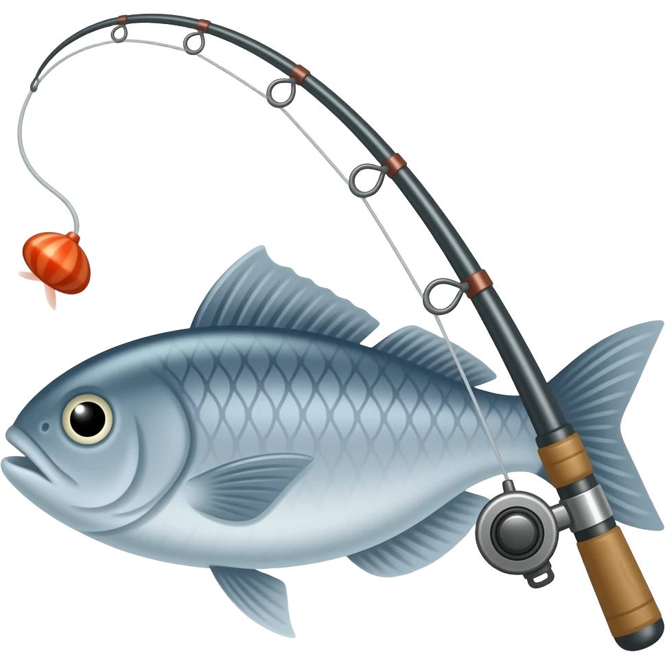 fishing rod with a fish emoji
