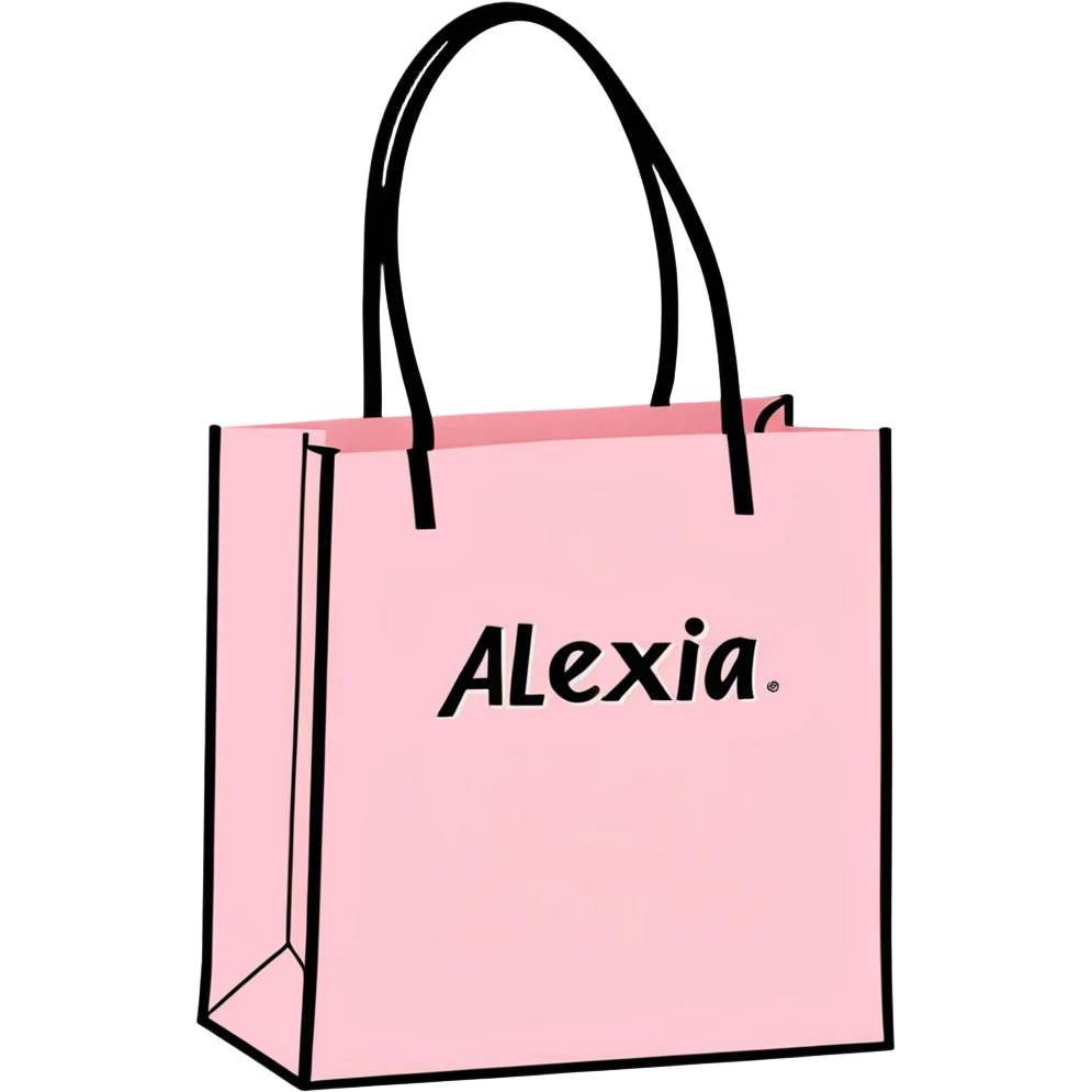 Una bolsita de compras super cozy que sea Rosita con las tiras negras y que pongan negro Alexia en el medio de la bolsita emoji