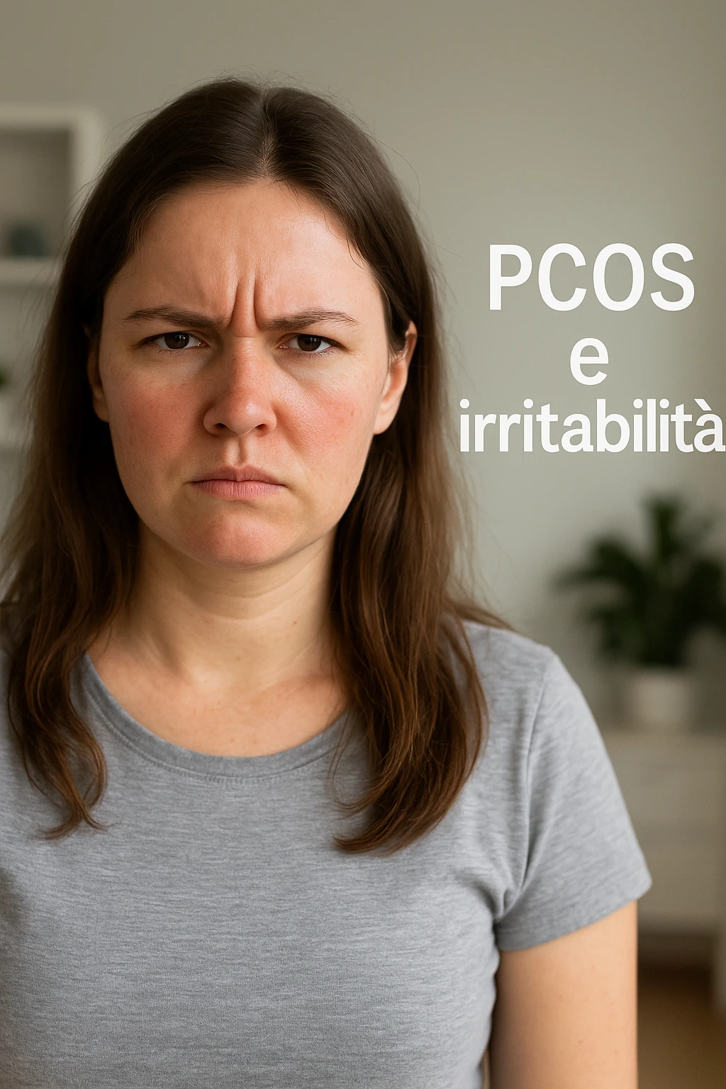 Donna con pcos e irritabilità come sindrome evidente immagine realistiche in italiano emoji