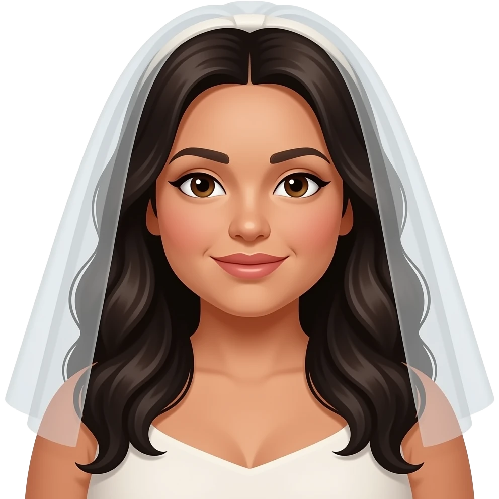 Veil Full figured native long dark hair wavy hair emoji