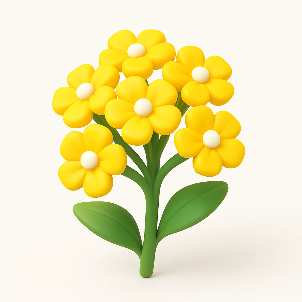 Make the yellow wildflowers even brighter with enhanced saturation on the flowers and leaves, in a cartoonish 3D iOS style with a clean modern background. emoji