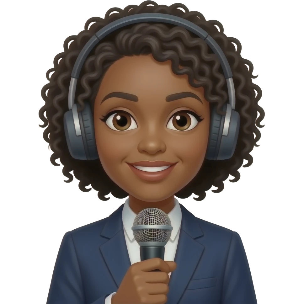 femme noire  journaliste au micro emoji