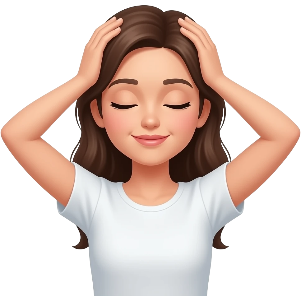 emoji of a well - being, maybe can be a girl with hands in her head, like a massage of other persona emoji