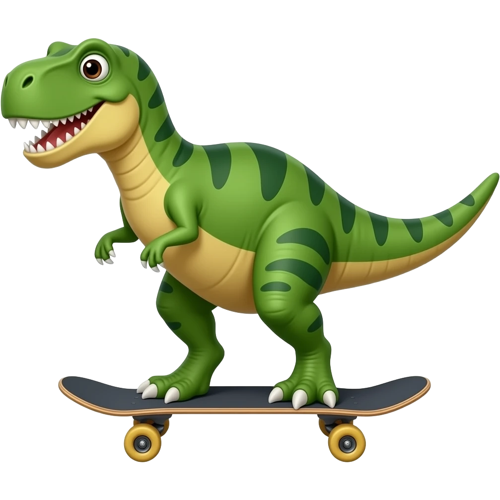 Dinosaur on a skateboard emoji